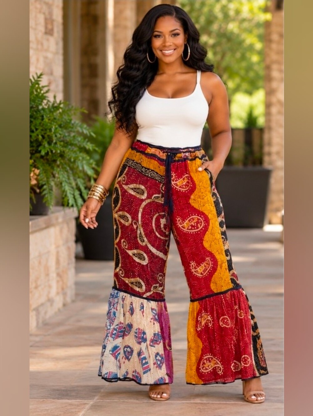 Gorgeous Handmade Reversible Kantha Pants w/ functional drawstrings & Pocket, OS